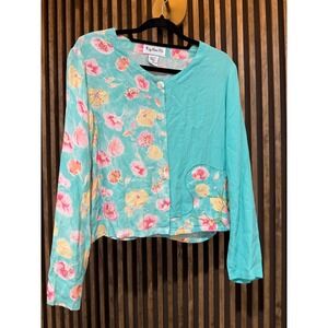 Key Lime Pie‎ Floral Print Button Down Long Sleeve Top - Women's